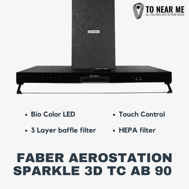 Faber Aerostation Sparkle 3D TC AB 90 Wall Mounted Chimney(Black 1095 CMH)